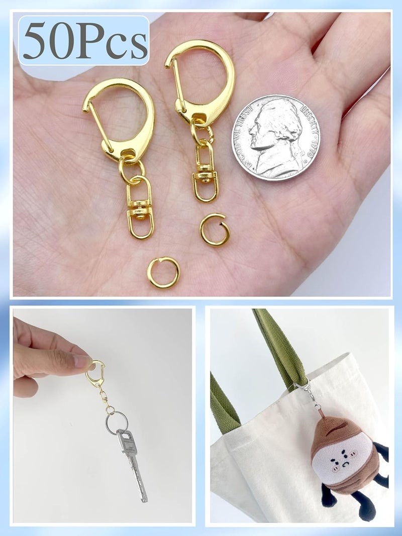 Evnlo 50Pcs Lobster Claw Clasps for Keychain Clip, Swivel Snap Hooks Silver and Gold Key Chain Rings DIY Making Kit for Crafts - Image 4